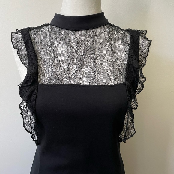 Free People Size Small Black Bodycon Stretchy Lace Dress - Picture 3 of 10